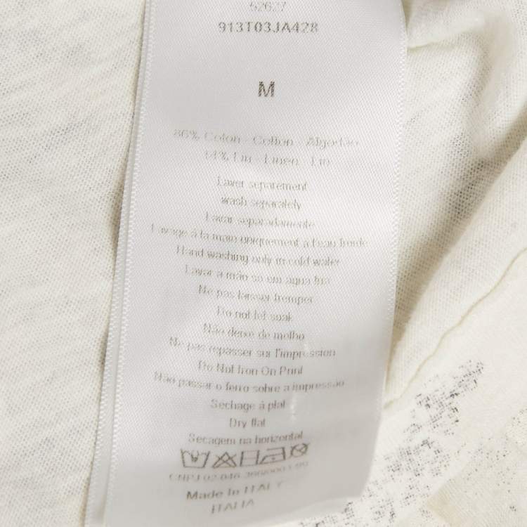 Pre Owned Dior White Diorodeo Jungle Print Cotton Linen T-Shirt M