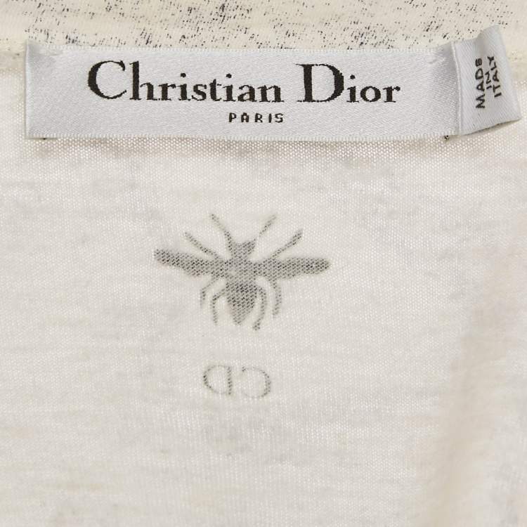 Pre Owned Dior White Diorodeo Jungle Print Cotton Linen T-Shirt M