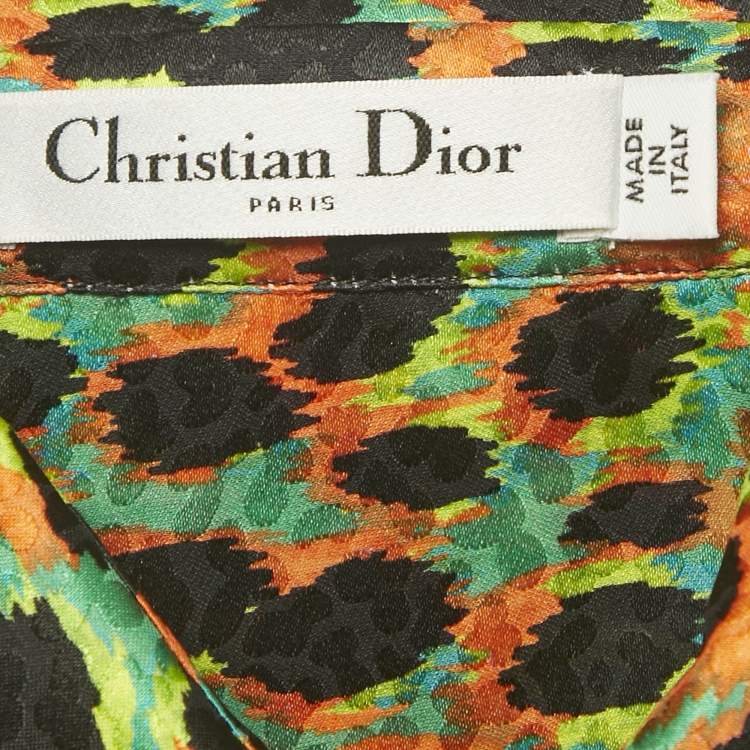 Pre Owned Dior Multicolor/Green Printed Silk Sleeveless Button Front Blouse S