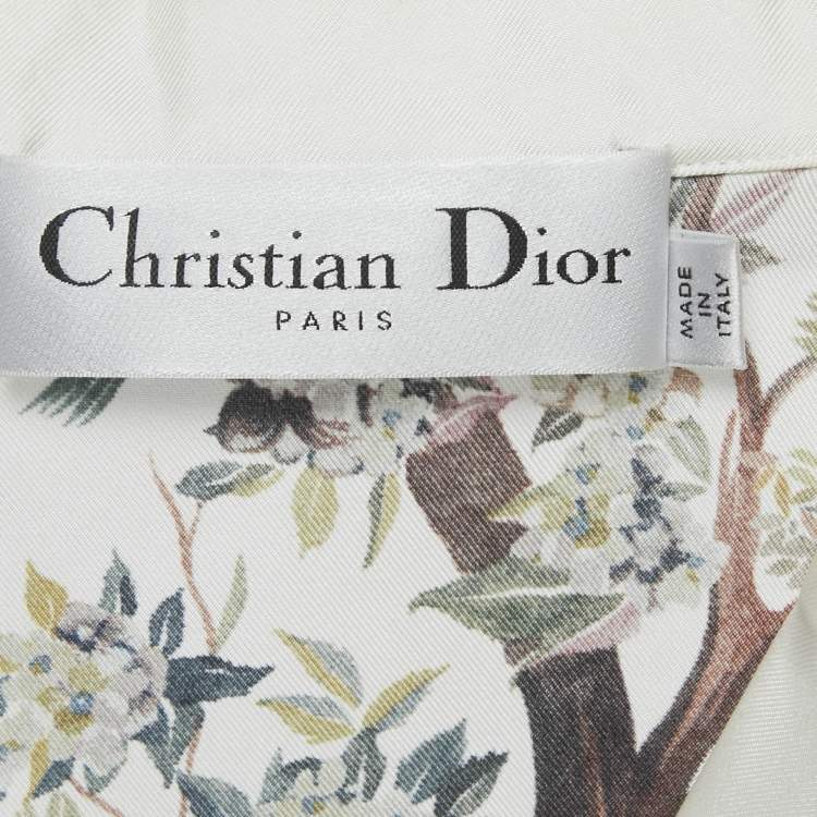 Pre Owned Christian Dior White Dior Jardin D'Hiver Print Silk Shirt S