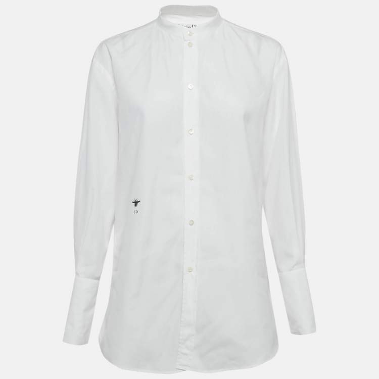 Pre Owned Dior White CD Embroidered Cotton Poplin Shirt S 