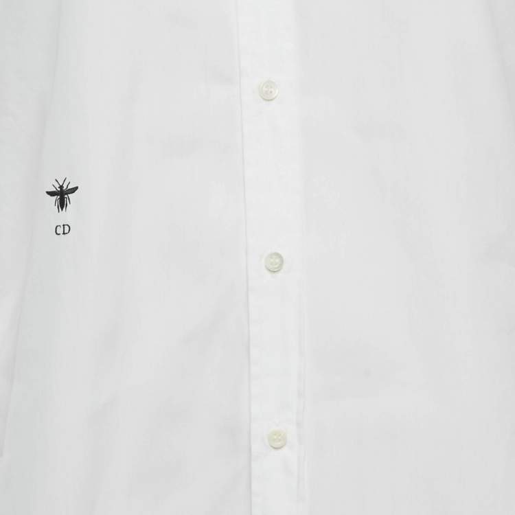 Pre Owned Dior White CD Embroidered Cotton Poplin Shirt S 