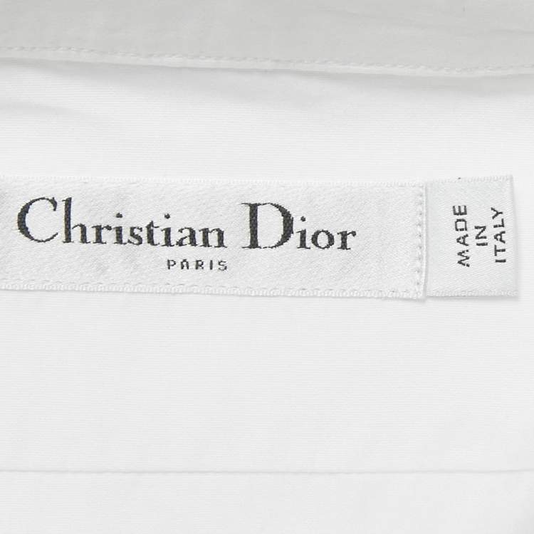 Pre Owned Dior White CD Embroidered Cotton Poplin Shirt S 