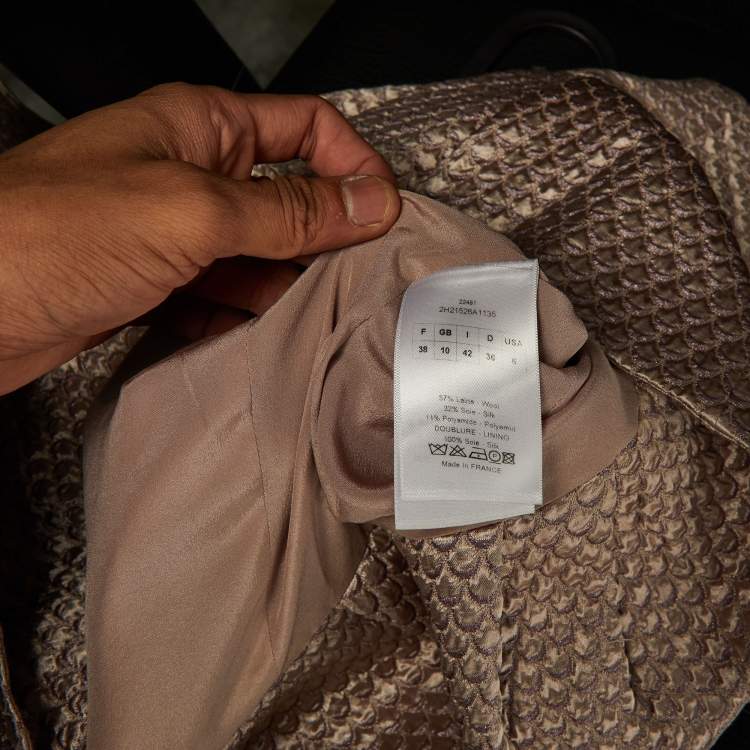 Pre Owned Dior Mauve Pink Textured Wool & Silk Peplum Top M