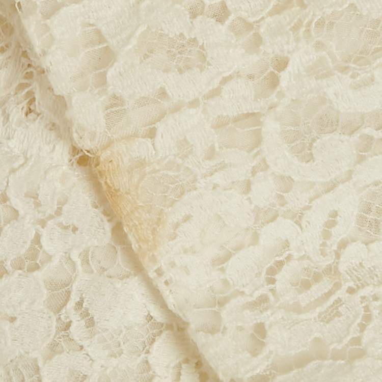 Pre Owned Dior White Lace Long Sleeve Mini Dress L
