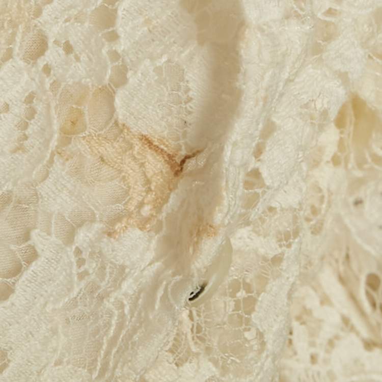 Pre Owned Dior White Lace Long Sleeve Mini Dress L