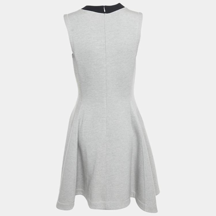 Pre Owned Dior Grey Wool Flared Sleeveless Dress M