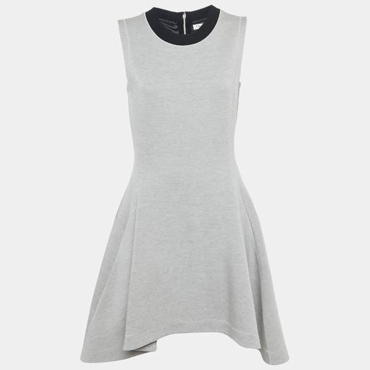Pre Owned Dior Grey Wool Flared Sleeveless Dress M
