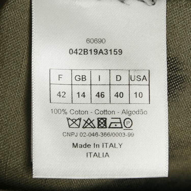 Pre Owned Christian Dior Khaki Tie-Dye Cotton Oversized Shirt L