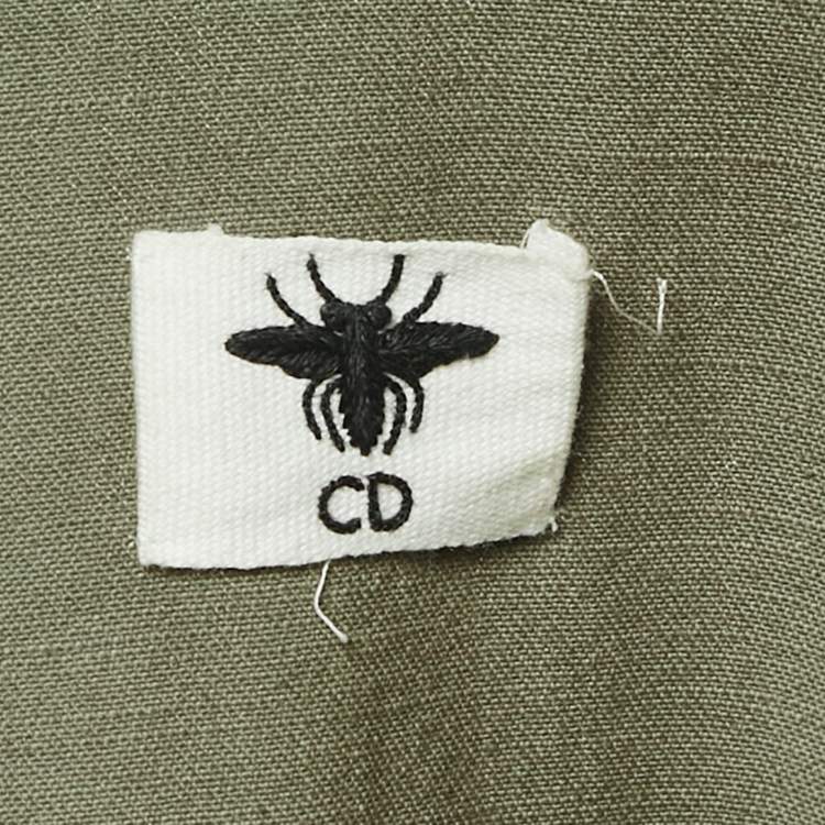 Pre Owned Christian Dior Khaki Tie-Dye Cotton Oversized Shirt L