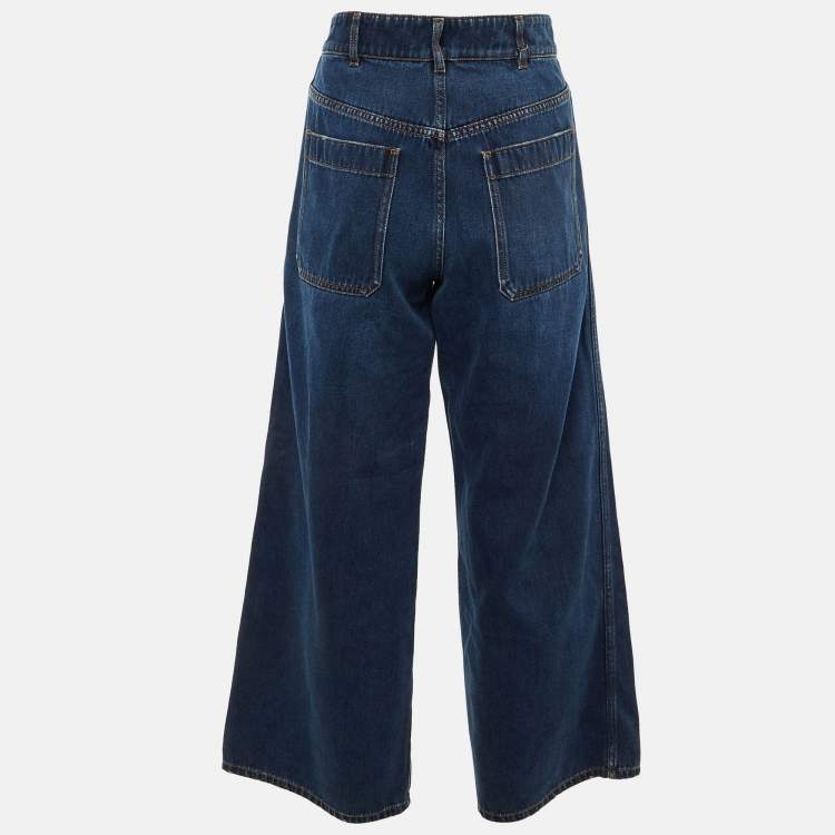 Pre Owned Dior Blue Denim Wide Leg Jeans M/Waist 31"