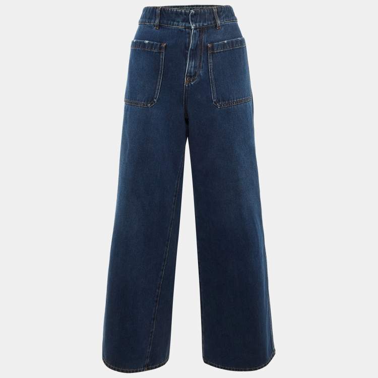 Pre Owned Dior Blue Denim Wide Leg Jeans M/Waist 31"