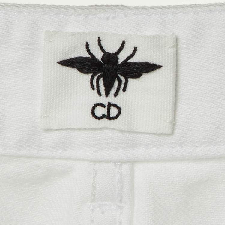 Pre Owned Dior White Denim Wide Leg Jeans M/Waist 29"