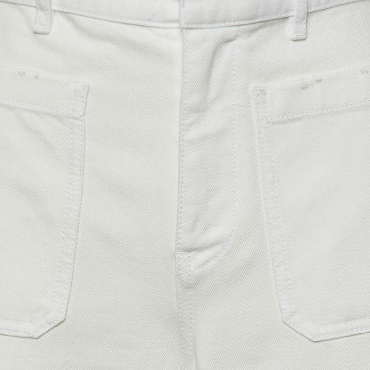 Pre Owned Dior White Denim Wide Leg Jeans M/Waist 29"