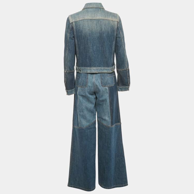 Pre Owned Dior Blue Denim Jacket and Pants Set M