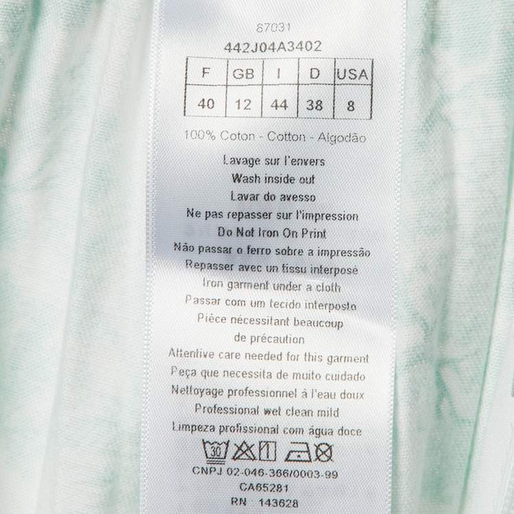 Pre Owned Dior Green/White Toile de Jouy Cotton Dioriviera Flared Skirt M
