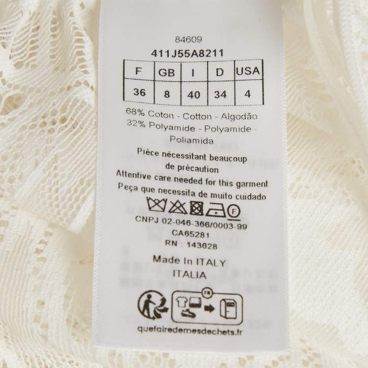 Pre Owned Dior White Lace Midi Skirt S
