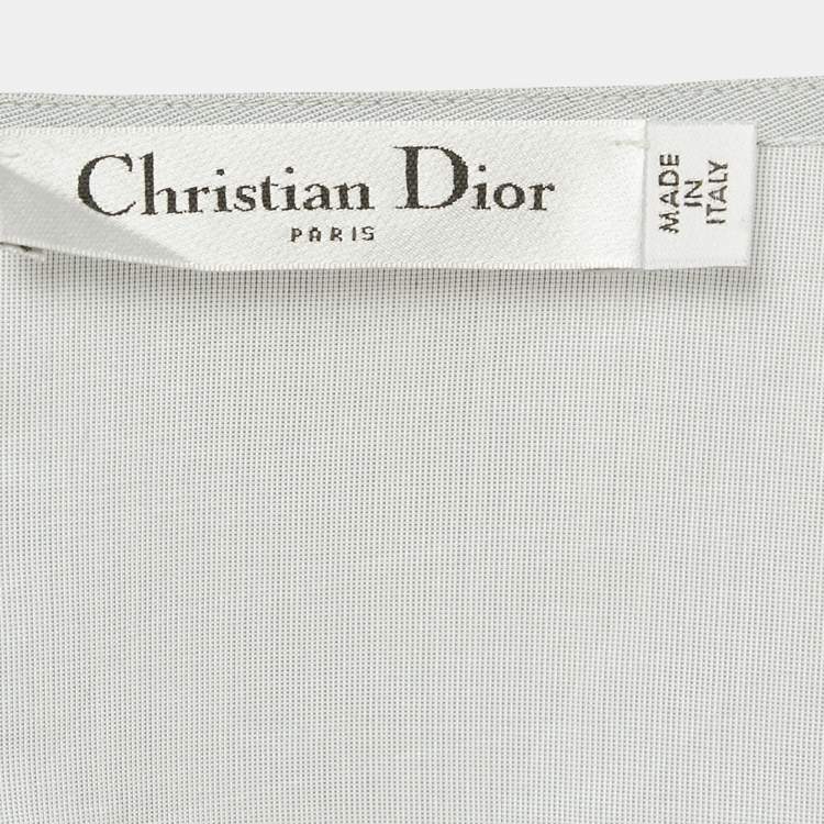 Pre Owned Christian Dior Blue Striped Silk Full Sleeve Blouse XL