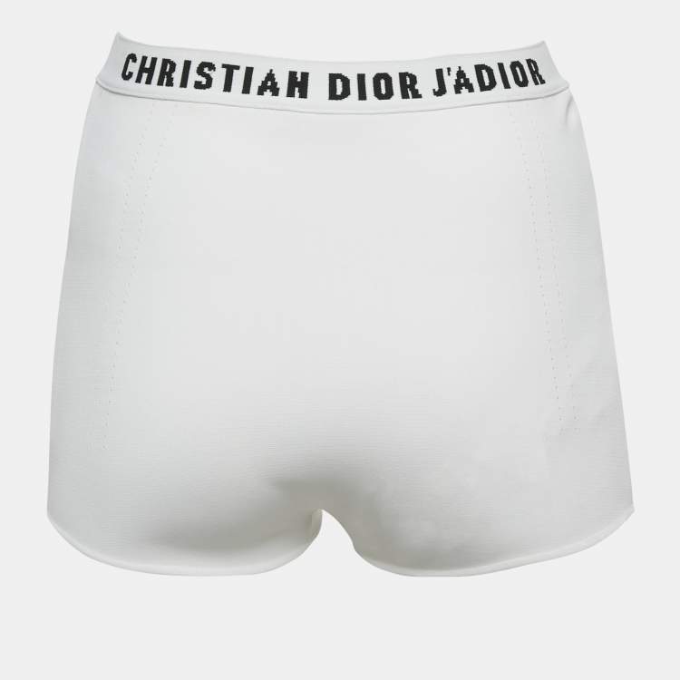 Pre Owned Christian Dior White Jersey Logo Waist Band J'adior Brief Shorts S 