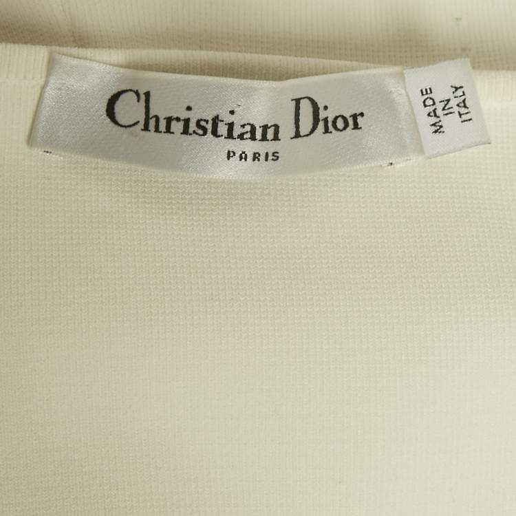 Pre Owned Dior White Jersey Logo Band Bralette Top L
