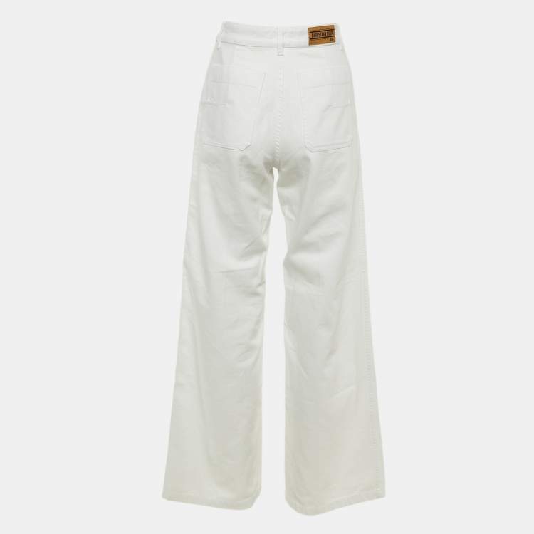 Pre Owned Dior White Denim Flared Jeans S/Waist 28"