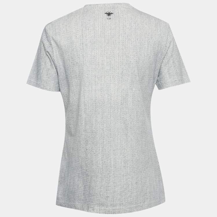 Pre Owned Christian Dior White La Force Print Cotton T-Shirt S 