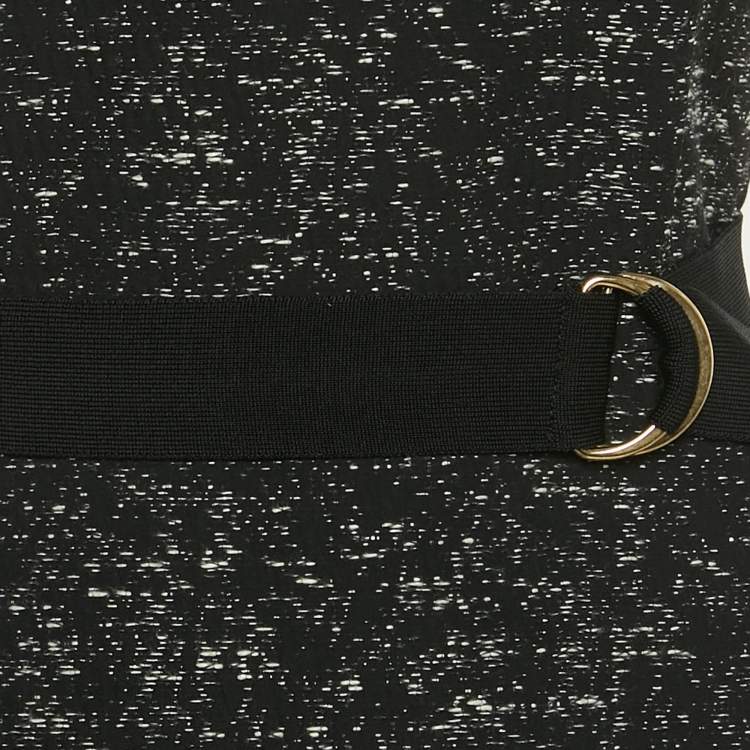 Pre Owned Christian Dior Black Woven Cotton Blend Asymmetric Flared Mini Dress S  