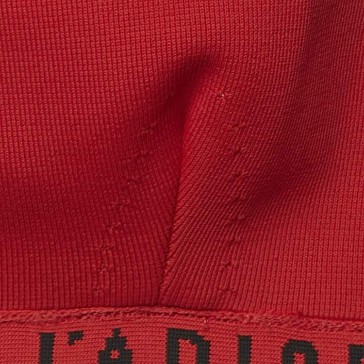 Pre Owned Christian Dior Red Logo Knit Bralette Top XS