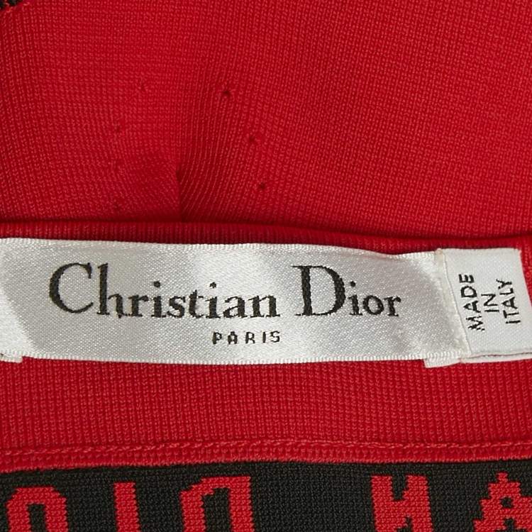 Pre Owned Christian Dior Red Logo Knit Bralette Top XS