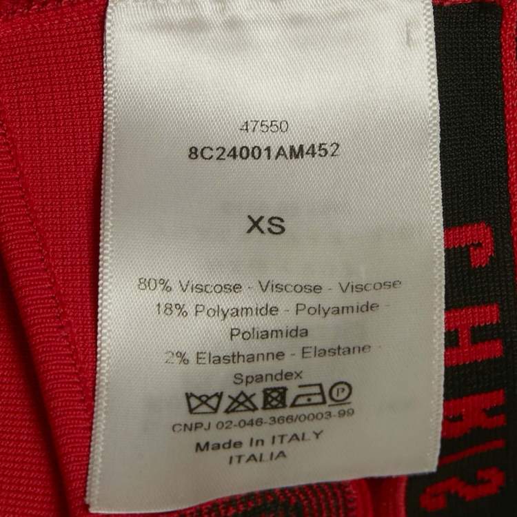 Pre Owned Christian Dior Red Logo Knit Bralette Top XS