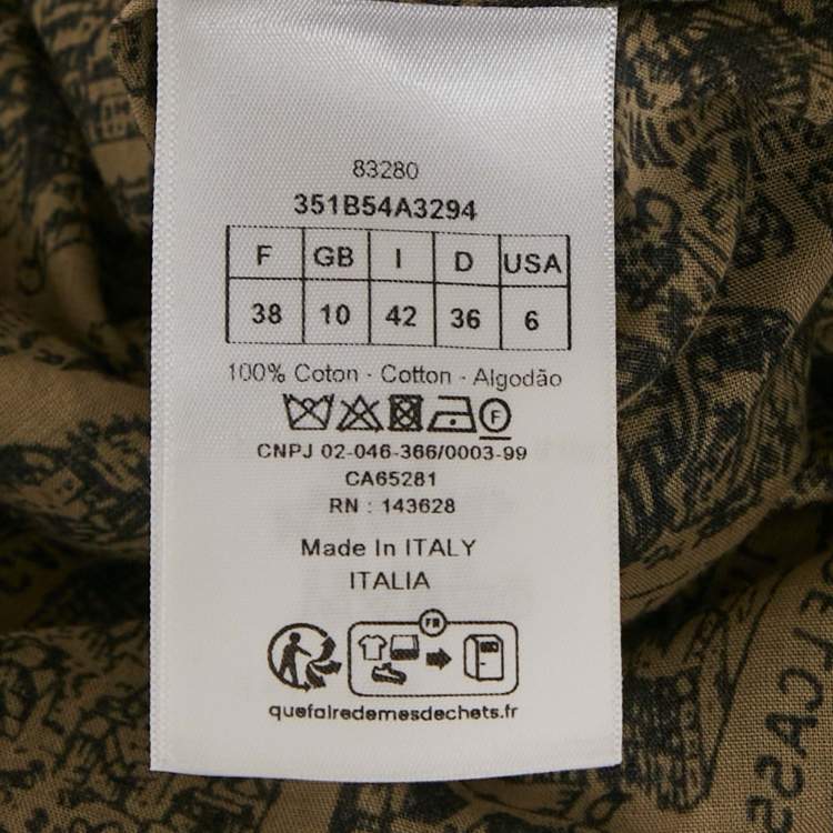 Pre Owned Christian Dior Beige Plan de Paris Print Cotton High Low Shirt M