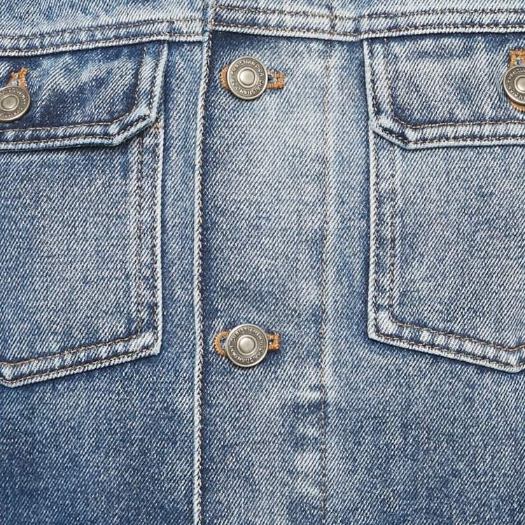 Pre Owned Dior Blue Faded Denim Short Sleeve Jacket L