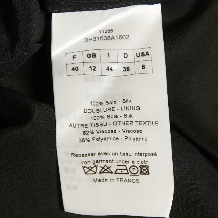 Pre Owned Christian Dior Black Silk Lace Trim Tie -Up Blouse M