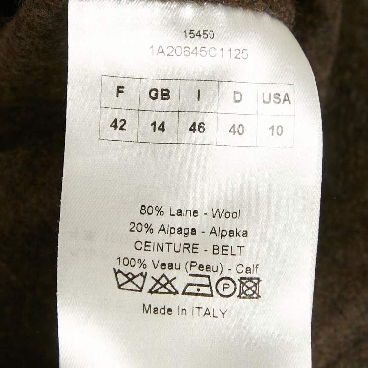 Pre Owned Christian Dior Brown Plaid Wool Flared Short Dress L