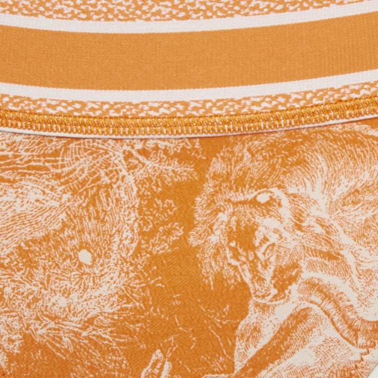 Pre Owned ديور برتقالي Toile de Jouy جيرسي بيكيني طقم صغير جداً
