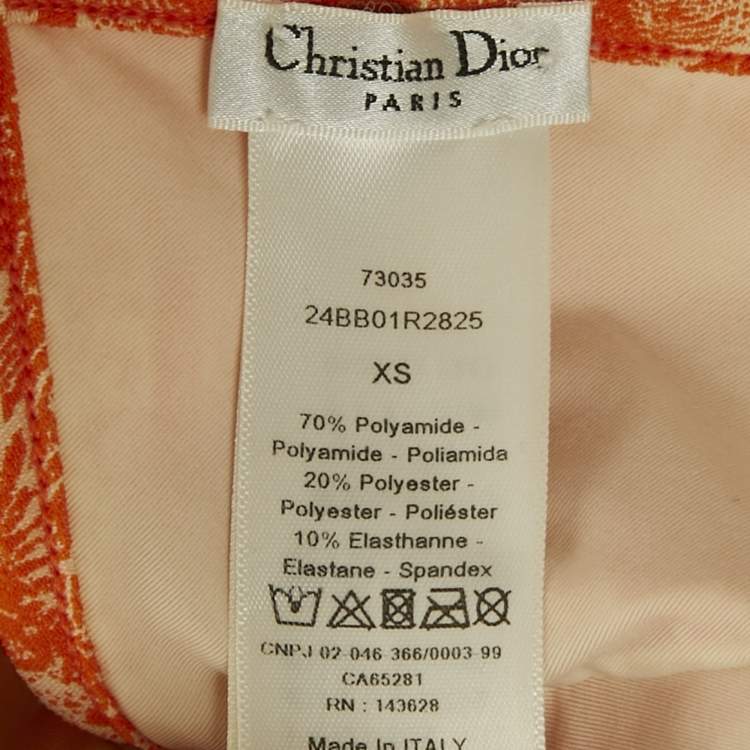 Pre Owned ديور برتقالي Toile de Jouy جيرسي بيكيني طقم صغير جداً
