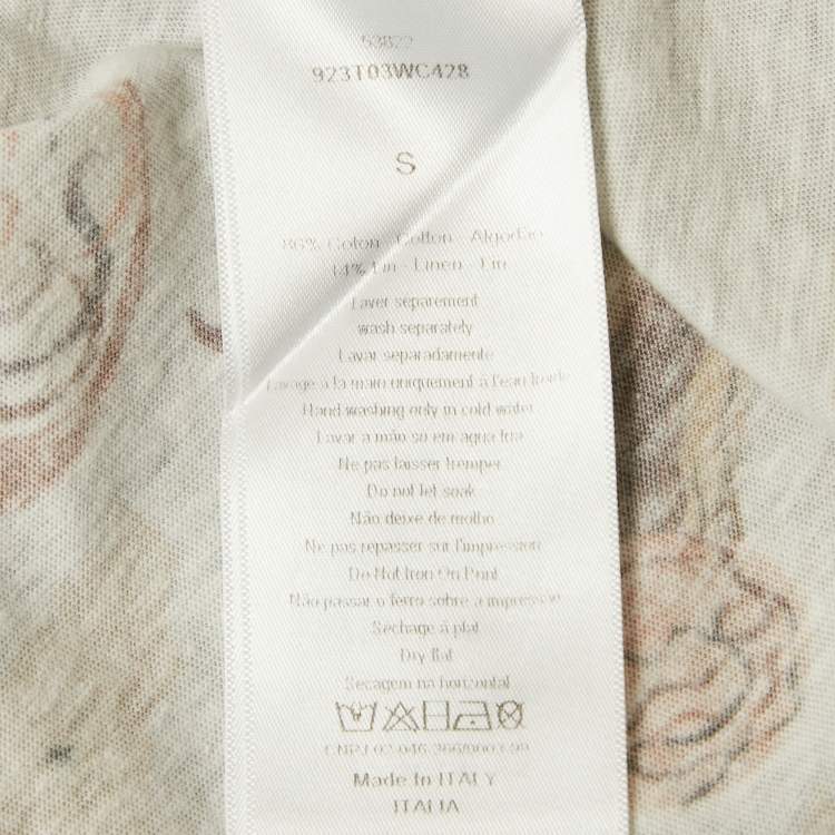 Pre Owned Christian Dior Grey Printed Cotton Blend T-Shirt S