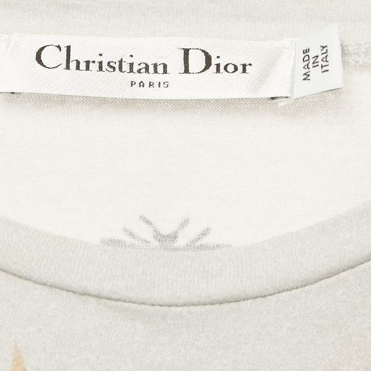 Pre Owned Christian Dior Grey Printed Cotton Blend T-Shirt S