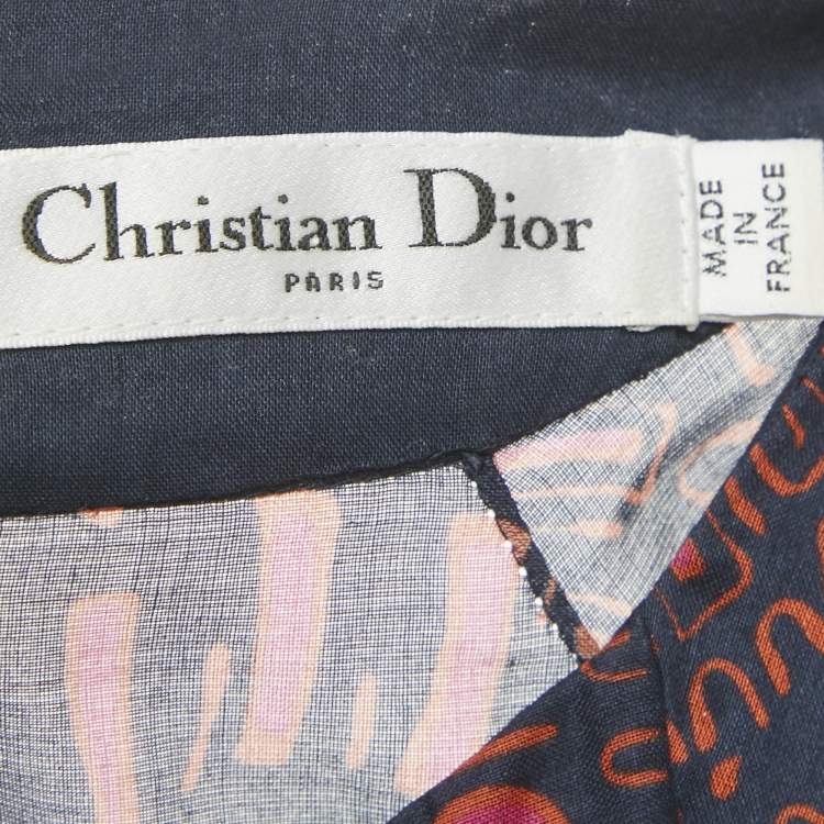 Pre Owned Christian Dior Blue Printed Voile Long Dress S