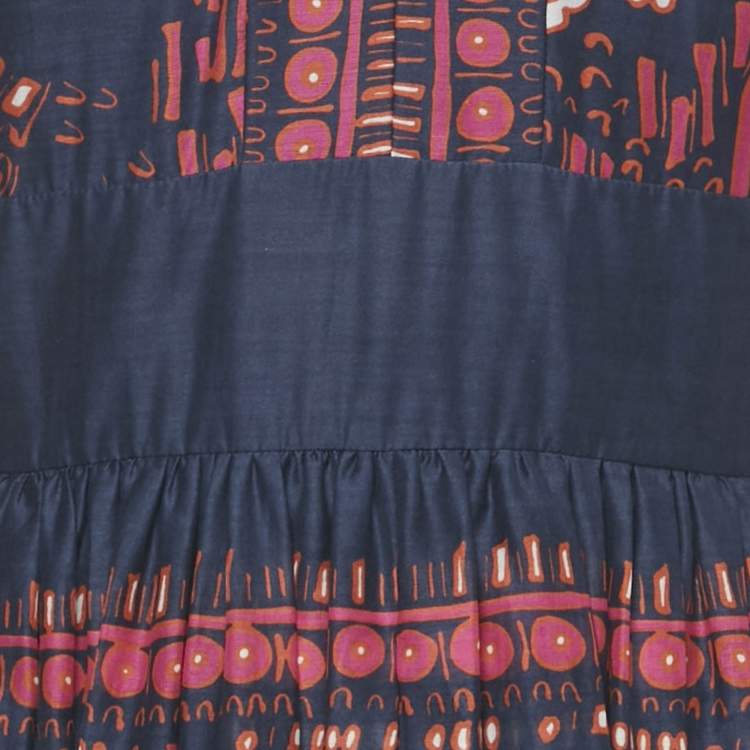 Pre Owned Christian Dior Blue Printed Voile Long Dress S