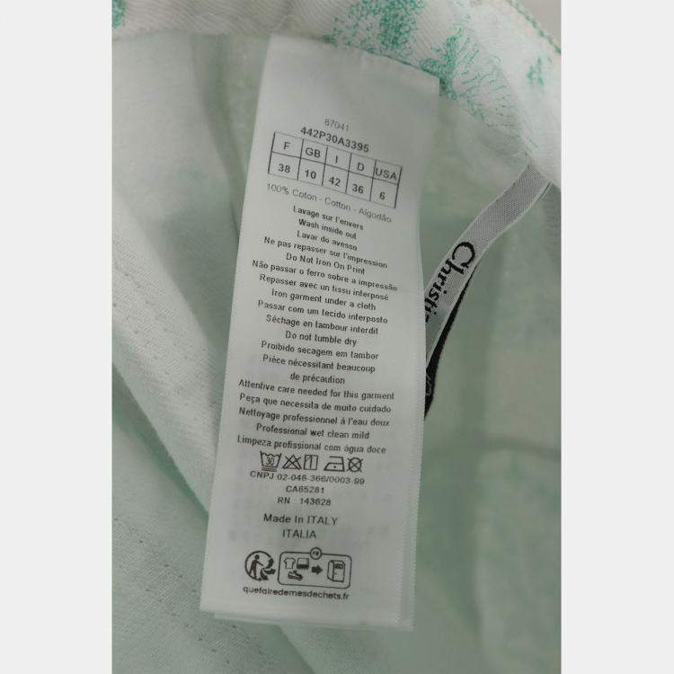 مملوكة مسبقًا Dior Toile de Jouy Green Cotton Denim Shorts M