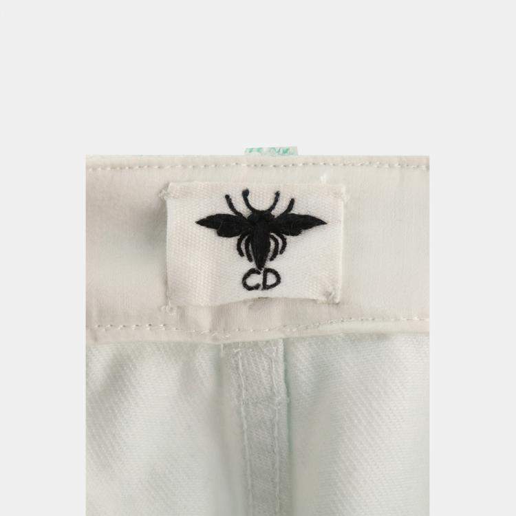 مملوكة مسبقًا Dior Toile de Jouy Green Cotton Denim Shorts M