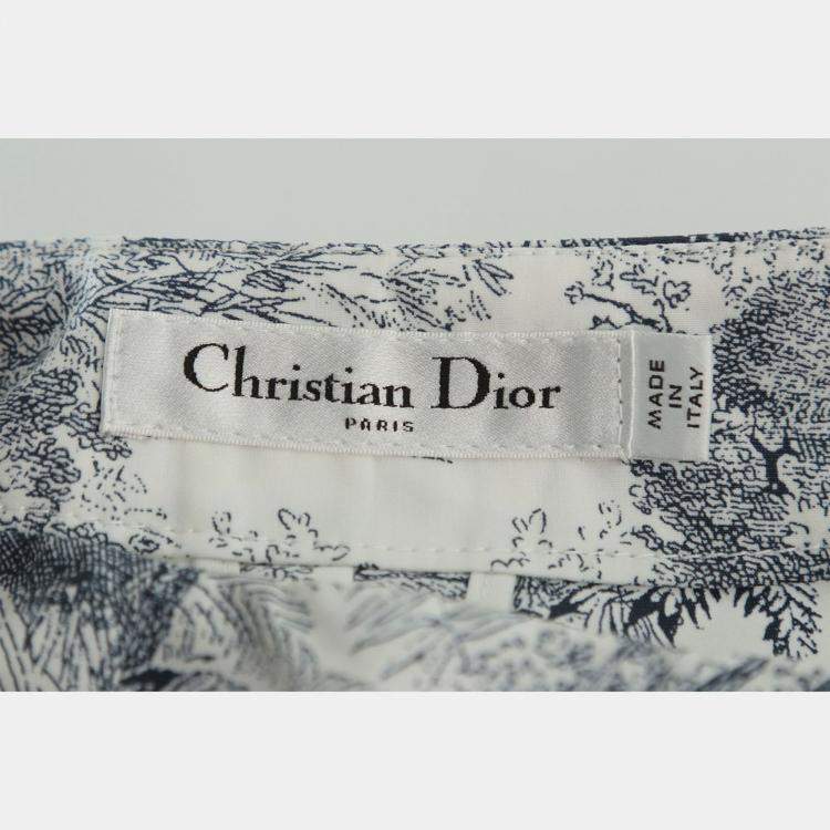 Pre Owned Dior White/Blue Toile de Jouy Cotton & Silk Shorts M