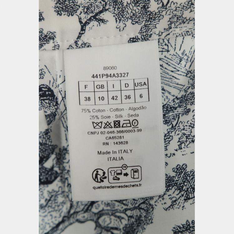 Pre Owned Dior White/Blue Toile de Jouy Cotton & Silk Shorts M