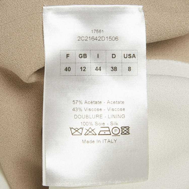 Pre Owned Dior Beige & White Colorblock Crepe Oversized Midi Dress M