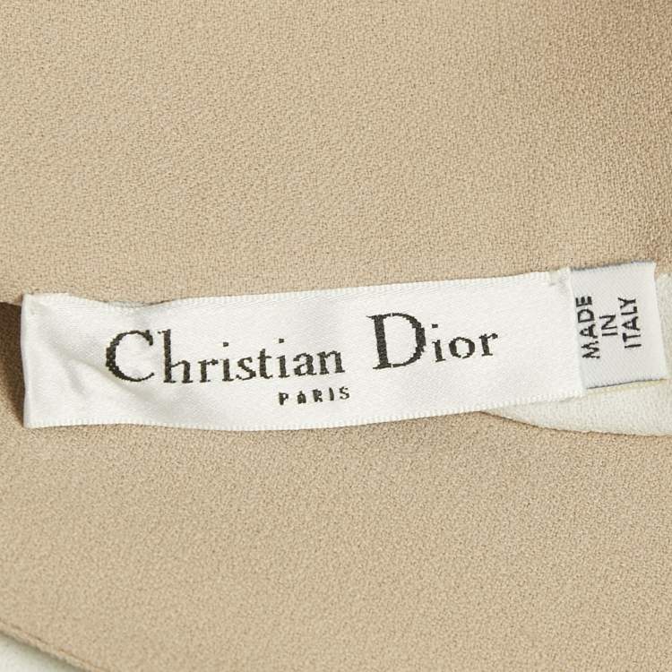 Pre Owned Dior Beige & White Colorblock Crepe Oversized Midi Dress M