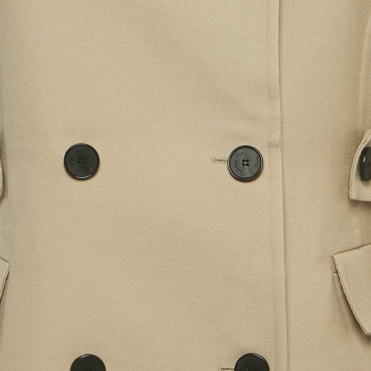 Pre Owned Christian Dior Beige Wool Double Breasted Blazer M