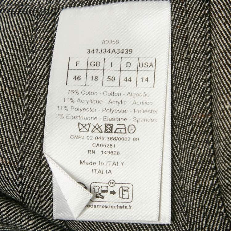 Pre Owned Christian Dior Grey Cotton Blend Flared Midi Skirt XL 