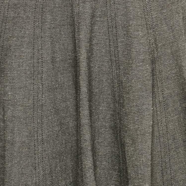 Pre Owned Christian Dior Grey Cotton Blend Flared Midi Skirt XL 