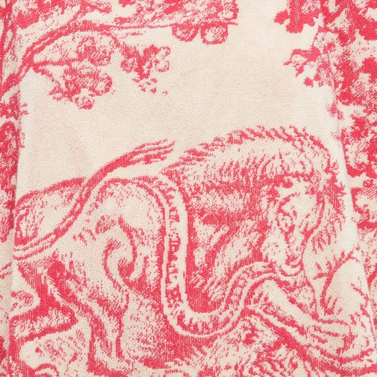 مملوكة مسبقًا بونشو كريستيان ديور تيري قطني بنك بطبعة طوال دو جوي بغطاء للرأس مقاس واحد